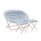 Flash Furniture Eleanor 56-in Portable Folding Double Saucer Chair w/2 Folding Ottomans, Aqua Faux Fur w/Gold Frame FV-FDS-001-2FR-DTAQ-SGD-GG - alternate 1
